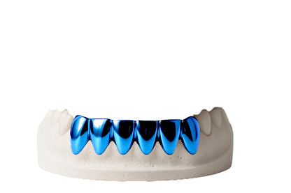 Colored Grillz (6-Piece Bottom Set) – Solid Silver with Color Finish