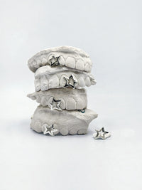 Big Star - Large Star Grillz - 2 Teeth (Twin Cap) 925 Sterling Silver