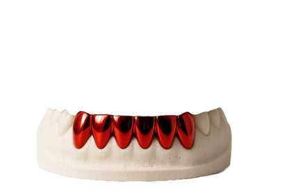 Colored Grillz (6-Piece Bottom Set) – Solid Silver with Color Finish