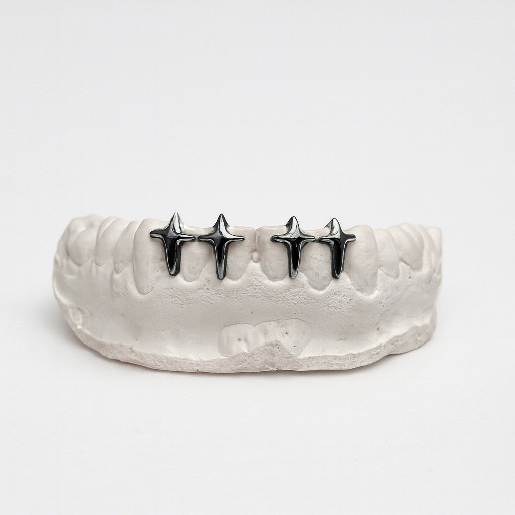 Nocta Starcross Gap Filler Grillz – 2-4 Teeth | High-Polish Silver/10k Gold