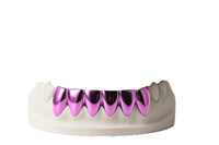 Metallic pink grill on a white background