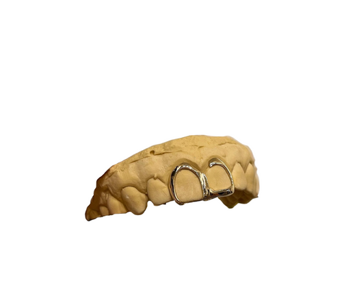 Border Lines (Free Border Design cap) silver w/ 18k Gold Vermeil grillz